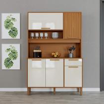 Armário De Cozinha Compacta Fidelitá Grécia 120cm 5 Portas 1 Gaveta Com Tampo e Fundo Freijó/Off-White Armário De Cozinha Compacta Fidelitá Grécia 120cm 5 Portas 1 Gaveta Com Tampo e Fundo Freijó/Off-White