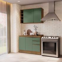 Armário de Cozinha Compacta Garrafeiro 100% MDF 120cm Nogueira/Verde Celeste Kappesberg