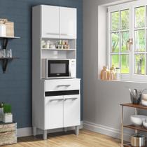 Armário de Cozinha Compacta Kit 4 Portas 1 Gaveta AC410 BrancoPreto