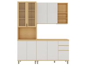 Armário de Cozinha Compacta Luciane Aura com Balcão 9 Portas 2 Gavetas 100% MDF