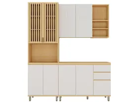 Armário de Cozinha Compacta Luciane Aura com Balcão 9 Portas 2 Gavetas 100% MDF Armário de Cozinha Compacta Luciane Aura com Balcão 9 Portas 2 Gavetas 100% MDF