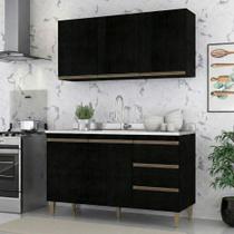 Armário De Cozinha Compacta Modulada 2 Peças Milão Menu Móveis Preto Armário De Cozinha Compacta Modulada 2 Peças Milão Menu Móveis Preto