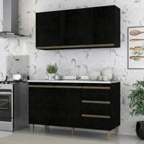 Armário de Cozinha Compacta Modulada 2 peças Milão Menu Móveis Preto