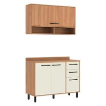 Armário De Cozinha Compacta Modulada Com Balcão Havana Multimóveis CR20339 Rovere/champanhe Armário De Cozinha Compacta Modulada Com Balcão Havana Multimóveis CR20339 Rovere/champanhe