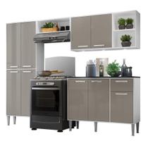 Armário de Cozinha Compacta Multimóveis Xangai FG3415 com 3 Leds e Balcão Branca/Lacca Fumê Armário de Cozinha Compacta Multimóveis Xangai FG3415 com 3 Leds e Balcão Branca/Lacca Fumê