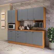 Armário De Cozinha Compacta Nicho Micro-onda 250cm Canela/cinza Sagrado Pixel Kappesberg