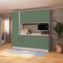 Armário de Cozinha Compacta Nicho Micro-ondas 100% MDF 230cm Branco/Verde Oliva Celeste Kappesberg