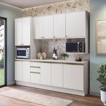 Armário de Cozinha Compacta Nicho Micro-ondas 100% MDF 250cm Branco Celeste Kappesberg Armário de Cozinha Compacta Nicho Micro-ondas 100% MDF 250cm Branco Celeste Kappesberg