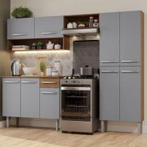 Armário De Cozinha Compacta Pop Com Balcão Rustic/Cinza Armário De Cozinha Compacta Pop Com Balcão Rustic/Cinza
