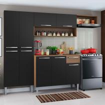 Armário de Cozinha Compacta Rustic/Preto Emily Top Madesa Armário de Cozinha Compacta Rustic/Preto Emily Top Madesa