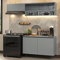 Armário de Cozinha Compacta Suspenso 200cm Cinza Nice Madesa 08 Armário de Cozinha Compacta Suspenso 200cm Cinza Nice Madesa 08