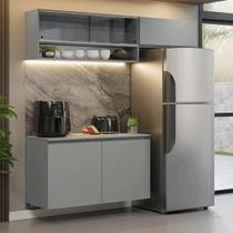 Armário de Cozinha Compacta Suspenso 200cm Cinza Nice Madesa XA08 Armário de Cozinha Compacta Suspenso 200cm Cinza Nice Madesa XA08