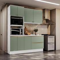 Armário de Cozinha Compacta Torre Quente 100% MDF 190cm Branco/Verde Celeste Kappesberg Armário de Cozinha Compacta Torre Quente 100% MDF 190cm Branco/Verde Celeste Kappesberg