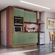 Armário De Cozinha Compacta Torre Quente 100% Mdf 190cm Nogueira/verde Celeste Kappesberg Armário De Cozinha Compacta Torre Quente 100% Mdf 190cm Nogueira/verde Celeste Kappesberg