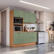 Armário de Cozinha Compacta Torre Quente 190cm Canela/Verde Frevo Pixel Kappesberg