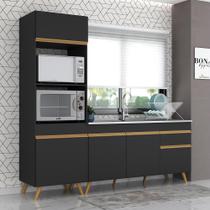 Armário de Cozinha Compacta Veneza GB Multimóveis MP2078 Preta