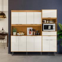 Armário de Cozinha Compacto: 11 Portas, 2 Gavetas - Marrom/Off White - Finnian Shop JM