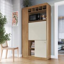 Armário de Cozinha Compacto 3 Portas 11 Prateleiras 120cm Multiuso Decibal Móveis MU500 Cor Naturalle e Cristalo