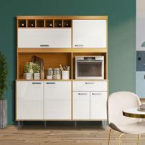 Armário de Cozinha Compacto 6 Portas 1 Gaveta Marrom e Off White