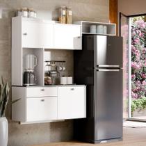 Armário De Cozinha Compacto Com 4 Portas E 1 Gaveta Suspenso Branco