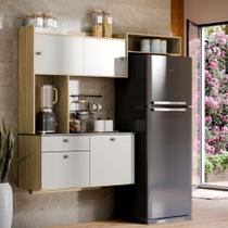 Armário De Cozinha Compacto Com 4 Portas E 1 Gaveta Suspenso Freijó Off