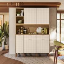 Armário de Cozinha Compacto Flora 5 Portas 2 Gavetas com Nicho p/Micro-ondas 1,44m