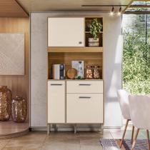 Armário de Cozinha Compacto Zen 3 Portas 1 Gaveta com Nicho Decorativo 0,90m