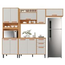 Armário De Cozinha Completa 10 Portas 2 Gavetas Núbia Madeirado/Off White