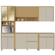 Armário De Cozinha Completa 100% Mdf 11 Portas 5 Gavetas Cléo Madeirado/off White Nesher Madeirado/off White