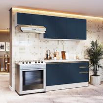 Armário De Cozinha Completa 100% Mdf 240cm Branco/azul Profundo Celeste Kappesberg Armário De Cozinha Completa 100% Mdf 240cm Branco/azul Profundo Celeste Kappesberg