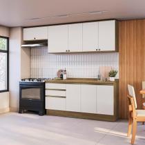Armário De Cozinha Completa 100% Mdf 260cm Nogueira/branco Celeste Kappesberg