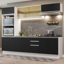 Armário De Cozinha Completa 100% Mdf 270cm 07 Branco/preto Armário De Cozinha Completa 100% Mdf 270cm 07 Branco/preto