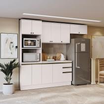 Armário de Cozinha Completa 100% MDF 270cm Branco Celeste Kappesberg Armário de Cozinha Completa 100% MDF 270cm Branco Celeste Kappesberg