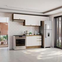 Armário de Cozinha Completa 100% MDF 280cm Nogueira/Branco Celeste Kappesberg Armário de Cozinha Completa 100% MDF 280cm Nogueira/Branco Celeste Kappesberg