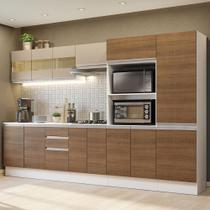 Armário De Cozinha Completa 100% MDF 300cm Branco/Rustic/Crema Smart Madesa 02 Armário De Cozinha Completa 100% MDF 300cm Branco/Rustic/Crema Smart Madesa 02
