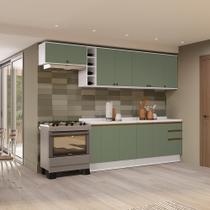 Armário de Cozinha Completa 100% MDF 300cm Branco/Verde Celeste Kappesberg Armário de Cozinha Completa 100% MDF 300cm Branco/Verde Celeste Kappesberg