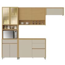 Armário De Cozinha Completa 100% Mdf 8 Portas 4 Gavetas Cléo Madeirado/off White Nesher Madeirado/off White