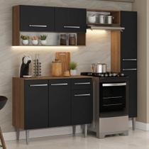 Armário de Cozinha Completa 197 cm Rustic/Preto Emilly Madesa 01 Armário de Cozinha Completa 197 cm Rustic/Preto Emilly Madesa 01