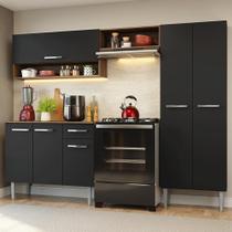 Armário de Cozinha Completa 220 cm Rustic/Preto Deli Madesa 01 Armário de Cozinha Completa 220 cm Rustic/Preto Deli Madesa 01