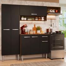 Armário de Cozinha Completa 220 cm Rustic/Preto Deli Madesa 02 Armário de Cozinha Completa 220 cm Rustic/Preto Deli Madesa 02
