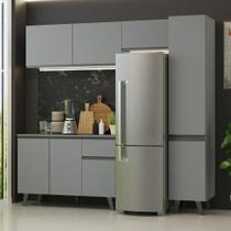 Armário De Cozinha Completa 220cm Cinza Nice Madesa 03 Cinza Armário De Cozinha Completa 220cm Cinza Nice Madesa 03 Cinza