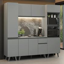 Armário De Cozinha Completa 220cm Cinza Nice Madesa 05 Cinza