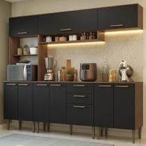 Armário de Cozinha Completa 225 cm Rustic/Preto Lille Madesa 01