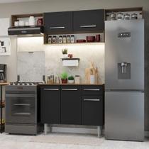 Armário de Cozinha Completa 225cm Rustic/Preto Emilly Madesa 01XA Armário de Cozinha Completa 225cm Rustic/Preto Emilly Madesa 01XA
