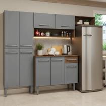 Armário de Cozinha Completa 229cm Rustic/Cinza Emilly Madesa 016