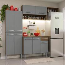 Armário de Cozinha Completa 229cm Rustic/Cinza Emilly Madesa 18 Armário de Cozinha Completa 229cm Rustic/Cinza Emilly Madesa 18