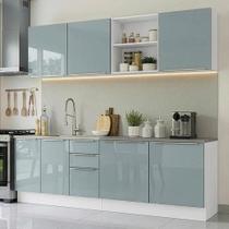 Armário de Cozinha Completa 240 cm Branco/Cinza Lux Madesa 09 Armário de Cozinha Completa 240 cm Branco/Cinza Lux Madesa 09
