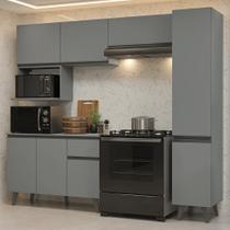 Armário de Cozinha Completa 240 cm Cinza Nice Madesa 08 Armário de Cozinha Completa 240 cm Cinza Nice Madesa 08