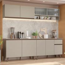 Armário De Cozinha Completa 240 Cm Nice Madesa 02 Crema Armário De Cozinha Completa 240 Cm Nice Madesa 02 Crema