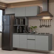 Armário De Cozinha Completa 240 Cm Suspensa Cinza Nice Madesa 07